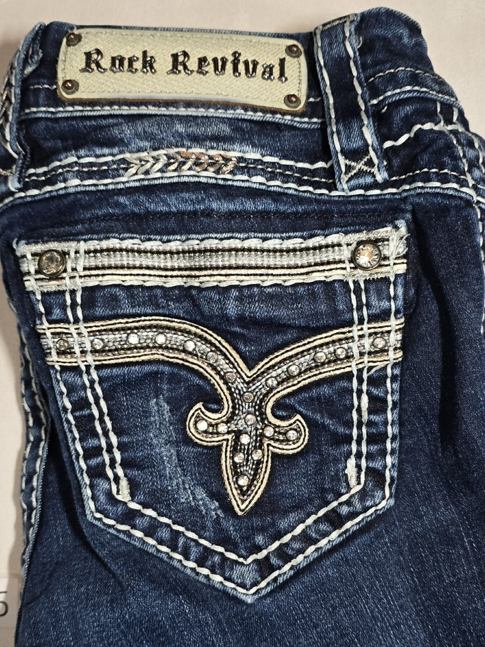 Rock Revival Women's Dark Blue Embellished Jeans Olei Ankle Skinny 27